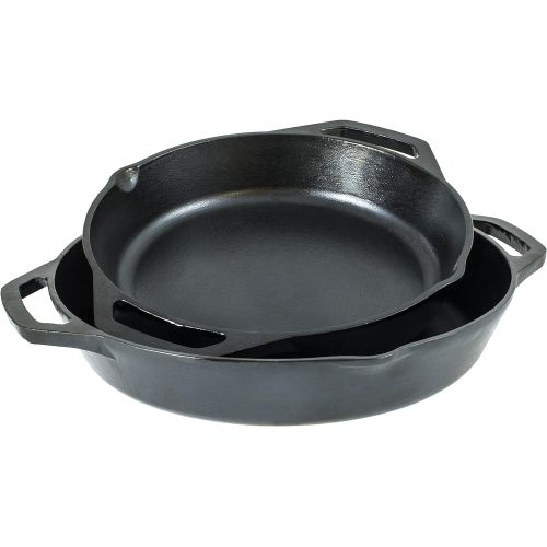 롯지 Lodge L10SKL Cast Iron Dual Handle Pan, 12 inch,Black