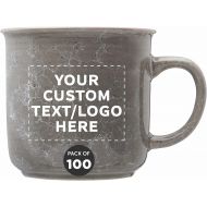 DISCOUNT PROMOS Custom Marble Campfire Coffee Mugs 13 oz. Set of 100, Personalized Bulk Pack - Ceramic, Perfect for Coffee, Tea, Espresso, Hot Cocoa, Other Beverages - Grey