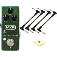 MXR M299 Carbon Copy Mini Analog Delay Pedal Guitar Effect Pedal with Bright Switch Increases Tonal Versatility BUNDLE with 4 Senor Patch Cables and Zorro Sounds Polishing Cloth