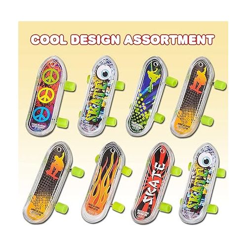  ArtCreativity Mini Finger Skateboards for Kids (Bulk Pack of 144) Durable Finger Boards in Assorted Designs, 2 Inch Fingerboard Skateboard Party Favors, Goody Bag Fillers, Stocking Stuffers