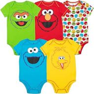 Sesame Street Baby Boy Girl 5 Pack Bodysuits - Elmo, Cookie Monster, Oscar and Big Bird