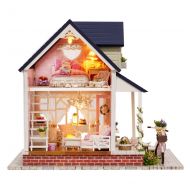 CYL Luxury Villa DIY Model Wooden Dollhouse Furniture Kit with LED Birthday Gift for Boyfriend Girlfriend Toys (Bicycle Angel)