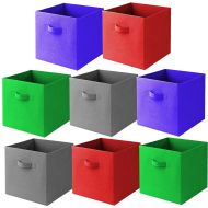 New York Durable Goods [8-Pack,4 Colors] Foldable Storage Cubes with Dual Handle Shelves Baskets Bins Containers Home Decorative Closet Two Handles Organizer Household Fabric Cloth Collapsible Box Toys S