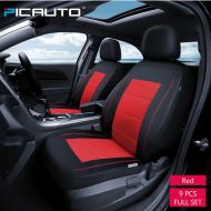 PIC AUTO Universal Fit Full Set Mesh and Leather Car Seat Cover(Red)
