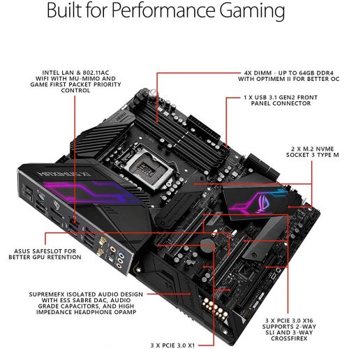 아수스 ASUS ROG Maximus XI Hero (Wi-Fi) Z390 Gaming Motherboard LGA1151 (Intel 8th 9th Gen) ATX DDR4 DP HDMI M.2 USB 3.1 Gen2 802.11AC Wi-Fi