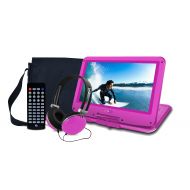 Ematic Portable DVD Player with 12-inch LCD Swivel Screen, Travel Bag, Headphones and Remote Control, Pink