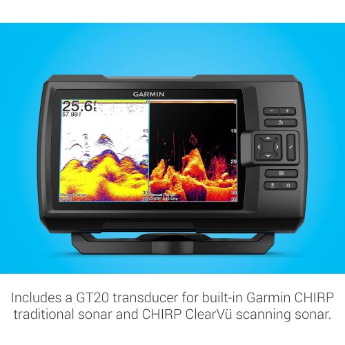 가민 Garmin Striker Vivid 7cv, Easy-to-Use 7-inch Color Fishfinder and Sonar Transducer, Vivid Scanning Sonar Color Palettes (010-02552-00)