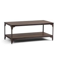 Simpli Home 3AXCNTT-01 Nantucket Solid Mango Wood and Metal 44 inch wide Modern Industrial Coffee Table in Walnut Brown