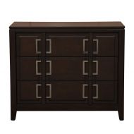 Pulaski DS-A092001 Geometric Transitional Drawer Chest with Cherry Finish and Nickel Hardware Brown