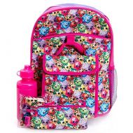Shopkins Kids 5 Piece School Backpack Set - 16 Backpack, Insulated Lunch Bag, Cinch Bag, Utencil Case and Water Bottle