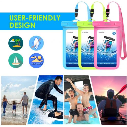  [아마존베스트]MoKo Waterproof Phone Pouch [3 Pack], Underwater Phone Case Dry Bag with Lanyard Compatible with iPhone 11/11 Pro/11 Pro Max, X/Xs/Xr/Xs Max, 8/7 Plus, Galaxy S10/S9/S8 Plus, S10e,