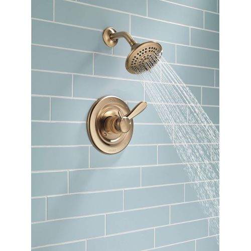  Delta Faucet Lahara 17 Series Dual-Function Shower Trim Kit with 5-Spray Touch-Clean Shower Head, Champagne Bronze T17238-CZ (Valve Included)