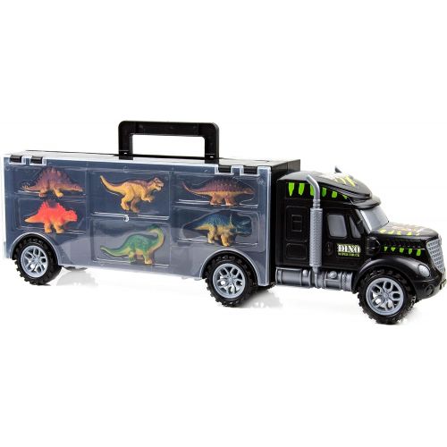 Toysery Monster Truck Dinosaur Toys - Educational Kids Toys for 3 Year Old Boys and Girls - 6 - Pc Jurassic Park Toys for Kids - Durable Transport Carrier Dinosaur Tractor Toys Set