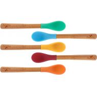Avanchy Infant Feeding Spoons Set (5 Pack) - First Stage Bamboo Weaning Spoons with Soft Silicone Tips for...