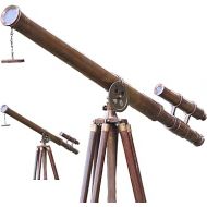U.S Navy Griffith Antique Adjustable Tripod Nautical Style Decorative Double Barrel Tube Floor Standing Wooden Stand Vintage Nautical Telescope