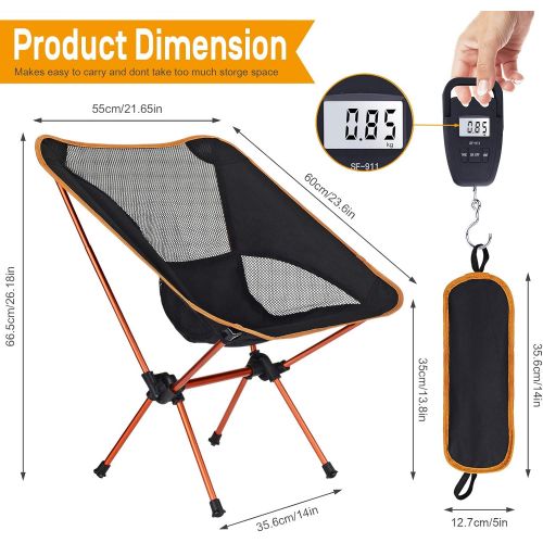  Esup Camping Chairs, 2 Pack Ultralight Portable Compact Folding Beach Chairs with Carry Bag for Outdoor Camping, Backpacking, Hiking