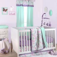 Pink and Purple Floral and Mint Dot 4 Piece Crib Bedding by The Peanut Shell