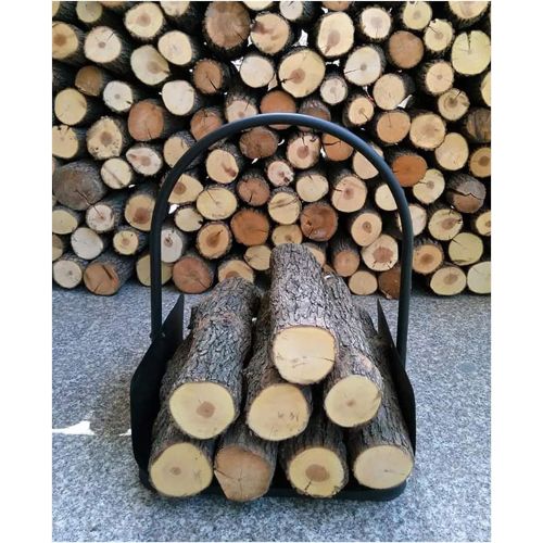  WMMING Indoor Small 16inch Firewood Rack Brackets with Scrolls & Handle, Iron Black Log Carrier Wood Storage, Fireplace, Stove and Fire Pit Accessory Solid and Practical