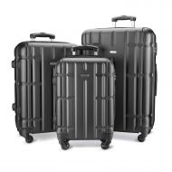 Showkoo SHOWKOO Luggage Sets Suitcase Spinner Lightweight Durable for Travels 20in 24in 28in(Dark Grey)