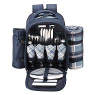 Apollo walker apollo walker TAWA Picnic Set Backpack for 4 with Cooler Compartment,Detachable Bottle/Wine Holder Including Large Picnic Blanket(45x 53) for Picnic Family and Lovers Gifts,Outdoor
