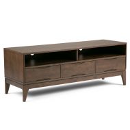 Simpli Home 3AXCHRP-11 Harper Solid Hardwood 60 inch wide Mid Century Modern TV media Stand in Walnut Brown For TVs up to 65 inches