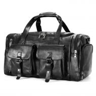 Zeroway PU Leather Travel Duffel Bag with Shoe Pouch, Carry on Bag Weekender Bag for Men Women