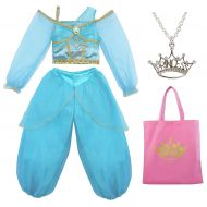 Little Adventures Arabian Jasmine Princess Dress-up Costume with Necklace and Bag Accessory