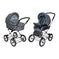 Roan Kortina Classic 2-in-1 Pram Stroller with Bassinet for Newborn Baby and Toddler Reclining Seat with Five Point Safety System UV Proof Canopy and Storage Basket (Smokey Grey wi