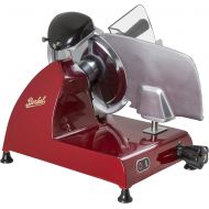 Berkel Red Line 250 Food Slicer, Red, 10 Blade, Electric Food Slicer, Slices Prosciutto, Meat, Cold Cuts, Fish, Ham, Cheese, Bread, Fruit and Veggies, has an Adjustable Thickness D
