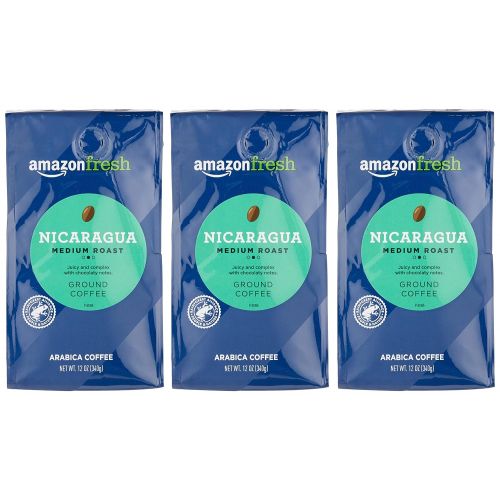  AmazonFresh Direct Trade Nicaragua Ground Coffee, Medium Roast, 12 Ounce (Pack of 3)