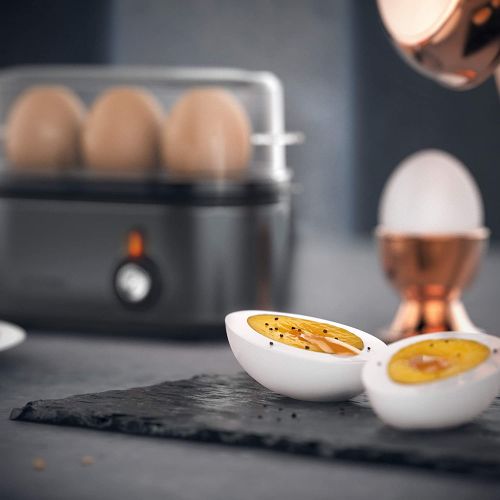  Arendo - Edelstahl Eierkocher Threecook - Egg Cooker - EIN AUS-Schalter - Wahlbarer Hartegrad - 210 W - 1-3 Eier - Antirutschgummifuesse fuer sicheren Halt - BPA-frei - GS-Zertifizier