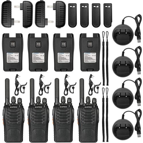  BAOFENG BF-88ST Walkie Talkies for Adults, Portable License-Free Walkie Talkie with Hands Free VOX USB Charging, Two Way Radios Long Range Rechargeable with Earpieces and Chargers
