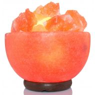 AMSkart Pink Crystal Himalayan Salt Fire Bowl Lamp with Dimmer Switch and Wooden Base, 7 x 6.5 x 6.5 - Inch, 8-10 lbs