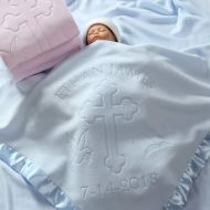 Custom Catch Baptism/Christening Baby Blanket Gift, Personalized Girls Or Boys Gifts with Name and Date, Cross and Bible