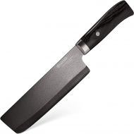 Kyocera Advanced Ceramic LTD Series Nakiri Knife with Handcrafted Pakka Wood Handle, 6-Inch, Black Blade