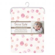 Trend Lab Be Happy Jumbo Deluxe Flannel Swaddle Blanket, Pink/White