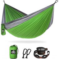Pro Venture Hammocks - Double or Single Hammock 400lbs (+2 Tree Straps + 2 Carabiners) - Portable 2 Person, Safe, Strong, Lightweight Nylon 210T - for Camping, Backpacking, Hiking,