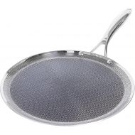 HexClad 12 Inch Hybrid Stainless Steel Griddle Non Stick Fry Pan with Stay-Cool Handle - PFOA Free, Dishwasher and Oven Safe, Works with Induction, Ceramic, Electric, and Gas Cookt