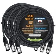 WORLDS BEST CABLES 3 Units - 25 Foot - Canare L-4E6S, Star Quad Balanced Male to Female Microphone Cables with Amphenol AX3M & AX3F Silver XLR Connectors - Custom Made