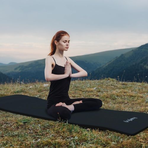  HemingWeigh Extra Thick Yoga Mat for Women and Men With Strap, 72x23 in Large Non-slip Exercise Mat for Home Workout Outdoor Training Pilates Stretching, Fitness Pad Cushions Knees