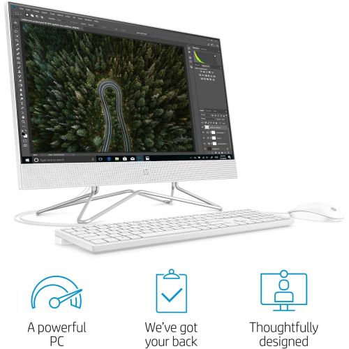 에이치피 [아마존베스트]HP 24-inch All-in-One Touchscreen Desktop Computer, AMD Athlon Gold 3150U Processor, 8 GB RAM, 512 GB SSD, Windows 10 Home (24-df0040, White), Snow White