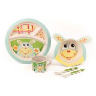 Green Frog Bamboo Kids Meal Set | Plate Set | Toddler Dinner Set | Eco-Friendly Bamboo Dishes | Food-Safe Feeding...