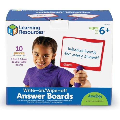  [아마존베스트]Learning Resources Write-on/Wipe-Off Answer Boards, Set of 10 Erasable Boards, Ages 6+