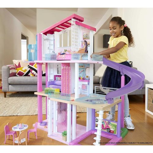 바비 Barbie Dreamhouse Dollhouse with Wheelchair Accessible Elevator, Pool, Slide and 70 Accessories Including Furniture and Household Items, Gift for 3 to 7 Year Olds