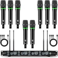 8-Channel Wireless Microphone System with 8 Rechargeable Mics Wireless, UHF 295ft Range, Bietrun Professional Metal Cordless Dynamic Vocals Mics for Adults,Karaoke Party,Singing,Church,(Auto Connect)