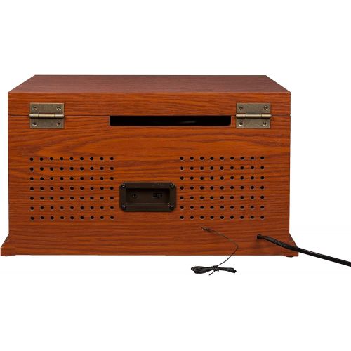 크로슬리 Crosley CR42D-PA Lancaster 3-Speed Turntable with Radio, CD/Cassette Player, Aux-in and Bluetooth, Paprika