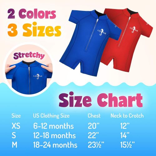  Lily&Jack Baby Neoprene 3mm Wetsuit and Swimwear for BoyGirl Toddlers with UV Protection (Blue, Pink, Red, Green)