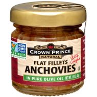 Crown Prince Natural Flat Fillets of Anchovies in Pure Olive Oil, 1.5-Ounce Jars (Pack of 18)