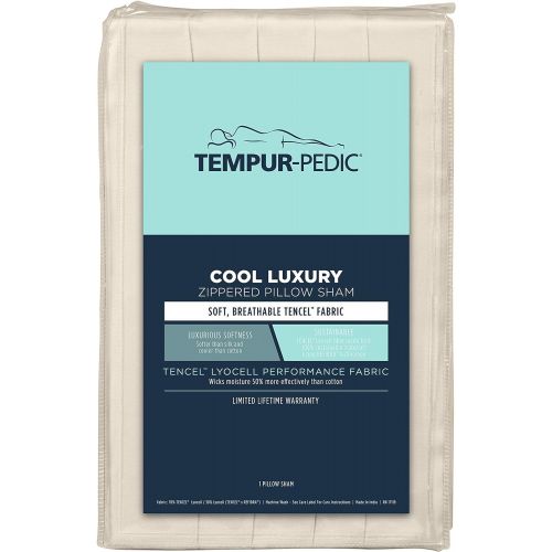  Tempur-Pedic Cool Luxury Zippered Pillow Sham, King, Sand Dollar