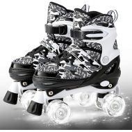 Kuxuan Skates Boys and Girls Camo Adjustable Roller Skates with Light up Wheels, Fun Illuminating Rollerskate for Kids Girls Youth